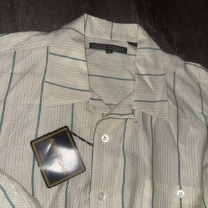NOS VTG Alan Stuart Mens Shirt XL Short Sleeve Button Camp Collar Hawaiian Silk